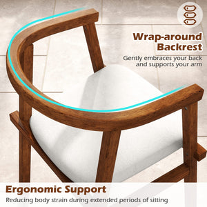 Set of 2 Solid Rubber Wood Dining Room Chairs with Wrap-around Armrest-Walnut view 6