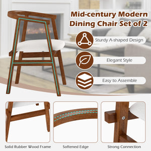 Set of 2 Solid Rubber Wood Dining Room Chairs with Wrap-around Armrest-Walnut view 9