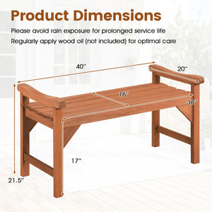 Set of 2 Solid Wood Backless Garden Bench with Support Handles and Curved Slatted Seat for Deck view 3