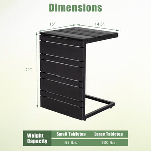 Set of 2 Space-Saving C-Shaped Side Table with Wood-Plastic Top-Black view 4