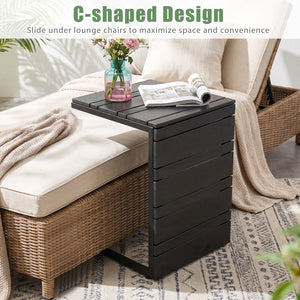Set of 2 Space-Saving C-Shaped Side Table with Wood-Plastic Top-Black view 5