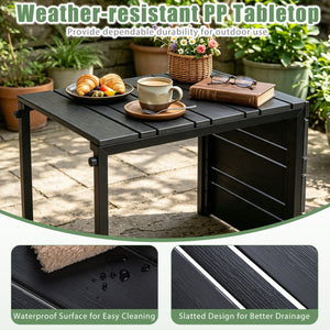 Set of 2 Space-Saving C-Shaped Side Table with Wood-Plastic Top-Black view 8