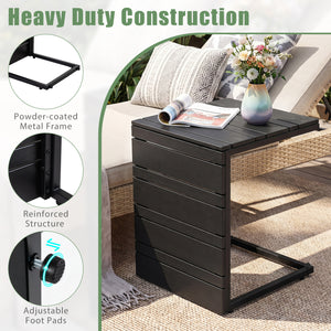 Set of 2 Space-Saving C-Shaped Side Table with Wood-Plastic Top-Black view 9