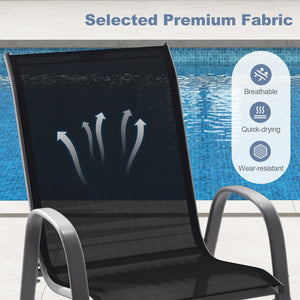 Set of 2 Stackable Patio Dining Chairs Set with Armrest-Black view 6