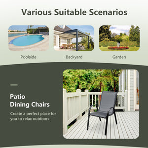 Set of 2 Stackable Patio Dining Chairs Set with Armrest-Grey view 8