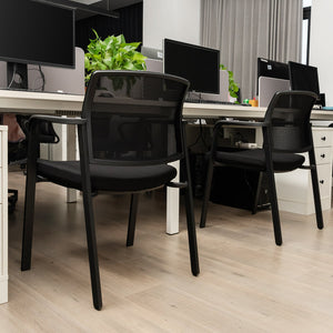 Set of 2 Stackable Reception Room Chairs with Padded Seat-Black view 2