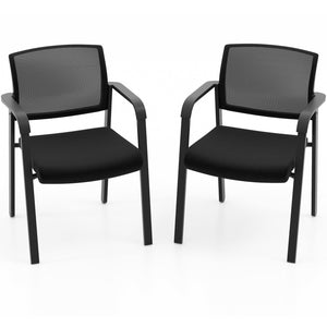 Set of 2 Stackable Reception Room Chairs with Padded Seat-Black view 4