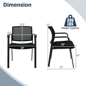 Set of 2 Stackable Reception Room Chairs with Padded Seat-Black view 5