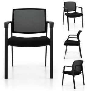 Set of 2 Stackable Reception Room Chairs with Padded Seat-Black view 6