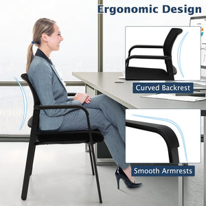 Set of 2 Stackable Reception Room Chairs with Padded Seat-Black view 8