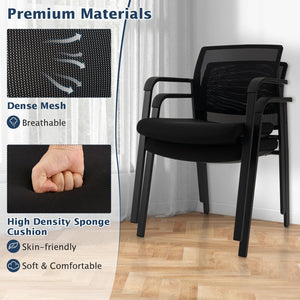 Set of 2 Stackable Reception Room Chairs with Padded Seat-Black view 9