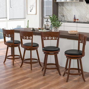 Set of 2 Swivel Bar Stools with Rubber Wood Frame-24.5 inches view 3