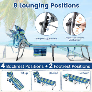 Set of 2 Tanning Chair Portable Chaise Lounge Chair with 4-Position Adjustable Backrest-Turquoise view 6
