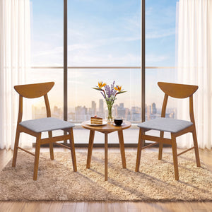 Set of 2 Upholstered Dining Chairs with Curved Backrest and Rubber Wood Frame-Walnut view 2