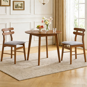 Set of 2 Upholstered Dining Chairs with Padded Seat and Solid Wood Legs-Walnut view 3