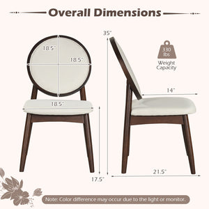 Set of 2 Upholstered Linen Fabric Kitchen Side Chairs with Padded Seat-Beige view 4