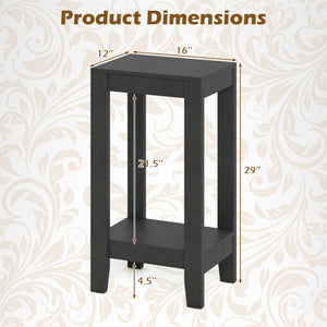 Set of 2 Versatile 2-Tier End Table with Storage Shelf-Black view 5