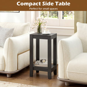 Set of 2 Versatile 2-Tier End Table with Storage Shelf-Black view 6