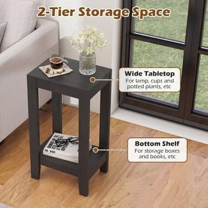 Set of 2 Versatile 2-Tier End Table with Storage Shelf-Black view 7