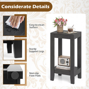 Set of 2 Versatile 2-Tier End Table with Storage Shelf-Black view 8
