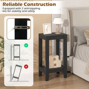 Set of 2 Versatile 2-Tier End Table with Storage Shelf-Black view 9