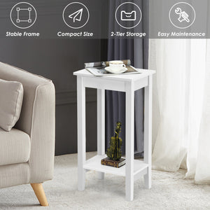 Set of 2 Versatile 2-Tier End Table with Storage Shelf-White view 8