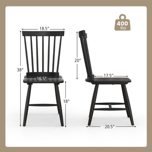 Set of 2 Windsor Dining Chairs with High Spindle Back-Black view 4