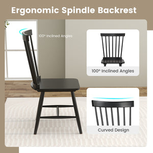 Set of 2 Windsor Dining Chairs with High Spindle Back-Black view 6