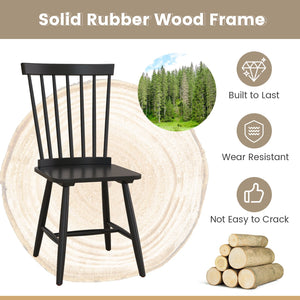 Set of 2 Windsor Dining Chairs with High Spindle Back-Black view 7