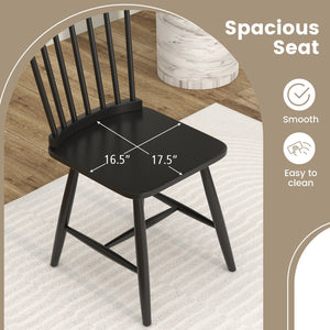 Set of 2 Windsor Dining Chairs with High Spindle Back-Black view 8