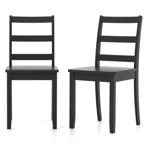 Set of 2 Wood Dining Chairs with Solid Rubber Wood Legs-Black view 4
