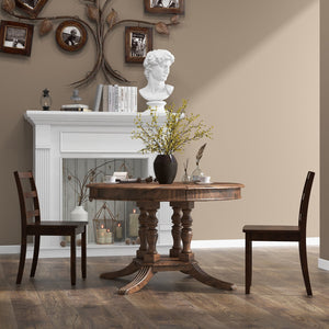 Set of 2 Wood Dining Chairs with Solid Rubber Wood Legs-Brown view 2