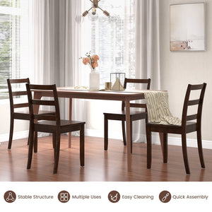 Set of 2 Wood Dining Chairs with Solid Rubber Wood Legs-Brown view 8