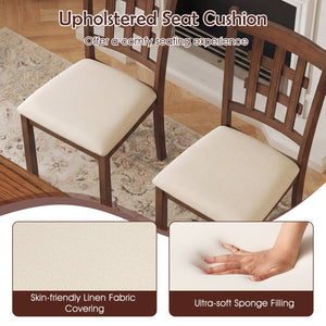 Set of 2 Wood Kitchen Chairs with Faux Leather Upholstered Seat-Coffee view 8
