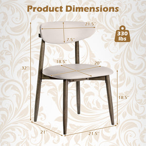 Set of 2 Wooden Modern Upholstered Dining Chairs with Curved Backrest-Beige view 5