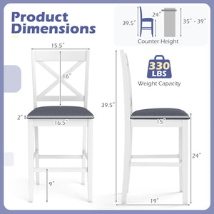 Set of 2 X-Back Bar Stools with Upholstered Cushioned Seats-White view 4