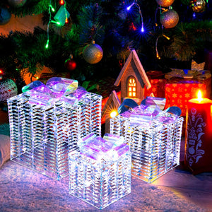 Set of 3 Iridescent Christmas Gift Box with Iridescent Bows view 5