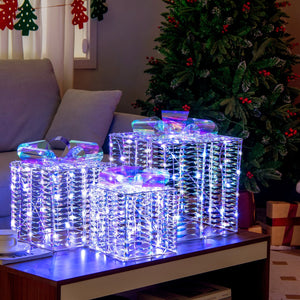 Set of 3 Iridescent Christmas Gift Box with Iridescent Bows view 6