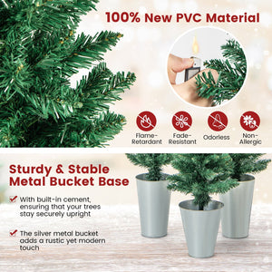 Set of 3 Potted Artificial Christmas Tree with Silver Metal Buckets view 7
