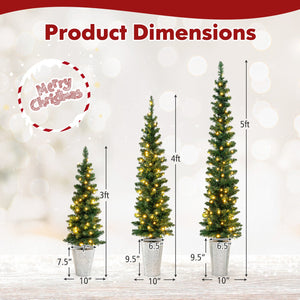 Set of 3 Pre-Lit Artificial Christmas Trees with 230 Warm White LED Lights view 5
