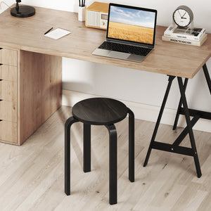 Set of 4 18 Inch Stackable Bentwood Dining Chairs with Round Top-Black view 3