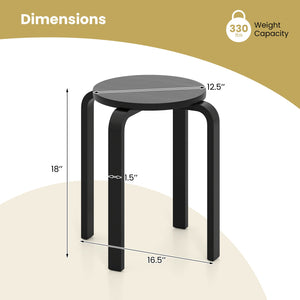 Set of 4 18 Inch Stackable Bentwood Dining Chairs with Round Top-Black view 4