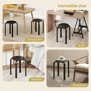Set of 4 18 Inch Stackable Bentwood Dining Chairs with Round Top-Black view 5