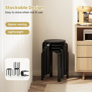 Set of 4 18 Inch Stackable Bentwood Dining Chairs with Round Top-Black view 8