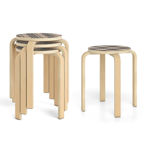 Set of 4 18 Inch Stackable Bentwood Dining Chairs with Round Top-Yellow