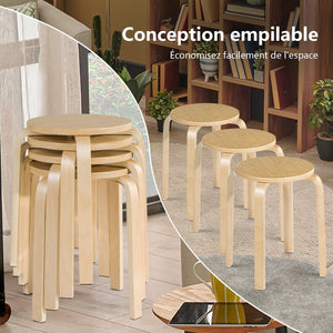 Set of 4 18 Inch Wood Home Backless Dining Chairs view 8