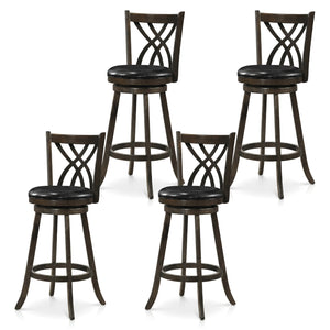 Set of 4 29 inches Counter Height Bar Stools with Rubber Wood Frame-Gray