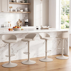 Set of 4 Adjustable Swivel Bar Stools w/ Back & Footrest 330 LBS for Dining-Cream view 2