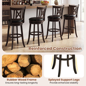 Set of 4 Bar Stools Swivel Bar Chairs with Hollowed Backrest and Footrest-30 inches view 8
