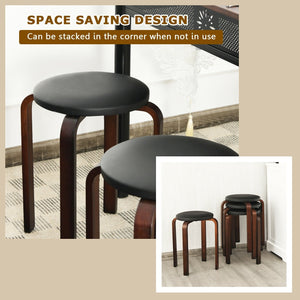 Set of 4 Bentwood Round Stool Stackable Dining Chairs with Padded Seat-Black view 8